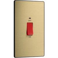 BG Evolve 45A Rectangular Double Pole Switch With Led Power Indicator - Brushed Brass