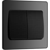 BG Evolve 2 Way 20A 16Ax Wide Rocker Double Light Switch - Black Chrome