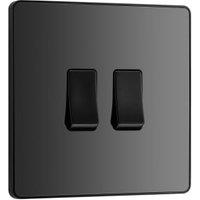 BG Evolve 2 Way 20A 16Ax Double Light Switch - Black Chrome