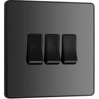 BG Evolve 2 Way 20A 16Ax Triple Light Switch - Black Chrome