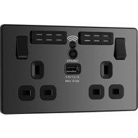 BG Evolve 13A Wifi Extender Double Switched Power Socket with 1 x USB (2.1A) - Black Chrome