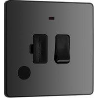 BG Evolve Switched 13A Fused Connection Unit with Power Led Indicator & Flex Outlet - Black Chrome