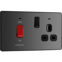 BG Evolve Cooker Control Double Pole Socket & Switch with Led Power Indicators - Black Chrome