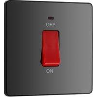 BG Evolve 45A Square Double Pole Switch with Led Power Indicator - Black Chrome