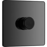 BG Evolve Trailing Edge Led 2 Way Push On / Off 200W Single Dimmer Switch - Black Chrome