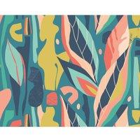 Origin Murals Abstract Leaf Shapes Blue Wall Mural - 3 x 2.4m