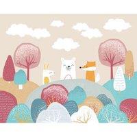 Origin Murals Woodland Friends Pink Wall Mural - 3 x 2.4m