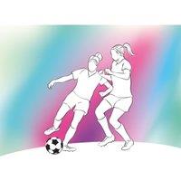 Origin Murals Girls Playing Football Blue & Pink Wall Mural - 3 x 2.4m