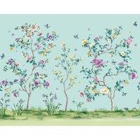 Origin Murals Oriental Flower Tree Blue Wall Mural - 3.5 x 2.8m