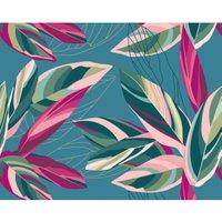 Origin Murals Botanical Calathea Leaves Blue Wall Mural - 3.5 x 2.8m