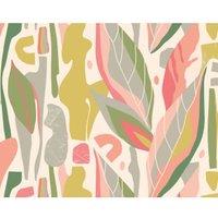 Origin Murals Abstract Leaf Shapes Pink Wall Mural - 3.5 x 2.8m