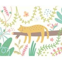 Origin Murals Sleeping Jungle Leopard Green Wall Mural - 3.5 x 2.8m
