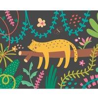 Origin Murals Sleeping Jungle Leopard Black Wall Mural - 3.5 x 2.8m