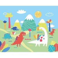 Origin Murals Dinosaur Land Blue Wall Mural - 3.5 x 2.8m