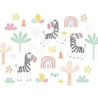 Origin Murals Dancing Zebras White Wall Mural - 3.5 x 2.8m