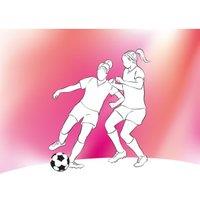 Origin Murals Girls Playing Football Pink Wall Mural - 3.5 x 2.8m