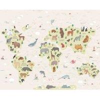 Origin Murals Childrens World Map Natural Wall Mural - 3.5 x 2.8m
