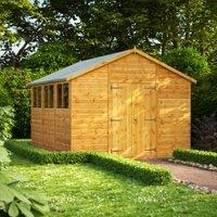 Powersheds Double Door Apex Shiplap Dip Treated Shed - 12 x 10ft