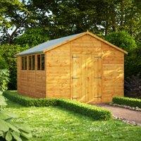 Powersheds Double Door Apex Shiplap Dip Treated Shed - 14 x 10ft