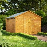 Powersheds Double Door Apex Shiplap Dip Treated Security Shed - 14 x 10ft