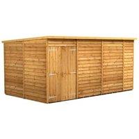 Powersheds Double Door Pent Overlap Dip Treated Windowless Shed - 14 x 8ft