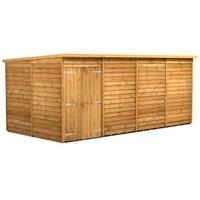 Powersheds Double Door Pent Overlap Dip Treated Windowless Shed - 16 x 8ft