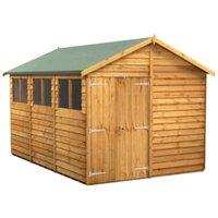 Powersheds Double Door Apex Overlap Dip Treated Shed - 12 x 8ft
