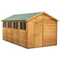 Powersheds Double Door Apex Overlap Dip Treated Shed - 16 x 8ft