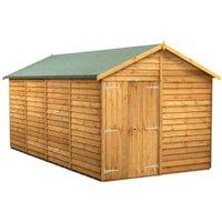 Powersheds Double Door Apex Overlap Dip Treated Windowless Shed - 16 x 8ft
