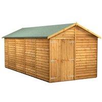 Powersheds Double Door Apex Overlap Dip Treated Windowless Shed - 18 x 8ft