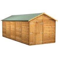 Powersheds Double Door Apex Overlap Dip Treated Windowless Shed - 20 x 8ft