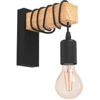 Eglo Townshend Black & Natural Wood Wall Light