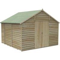 Forest Garden 4Life Apex Overlap Pressure Treated Double Door Windowless Shed with Base - 10 x 10ft