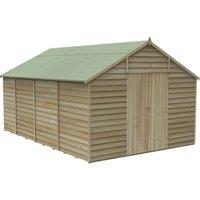 Forest Garden 4Life Apex Overlap Pressure Treated Double Door Windowless Shed with Base - 10 x 15ft
