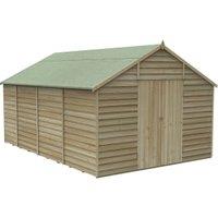 Forest Garden 4Life Apex Overlap Pressure Treated Double Door Windowless Shed with Base and Assembly - 10 x 15ft