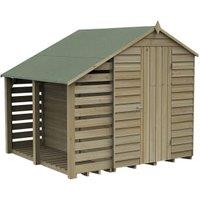 Forest Garden 4Life Apex Overlap Pressure Treated Windowless Shed with Lean-To & Assembly - 7 x 5ft