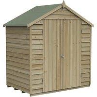 Forest Garden 4Life Apex Overlap Pressure Treated Double Door Windowless Shed with Base - 6 x 4ft