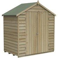 Forest Garden 4Life Apex Overlap Pressure Treated Double Door Windowless Shed with Assembly - 6 x 4ft