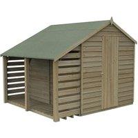 Forest Garden 4Life Apex Overlap Pressure Treated Windowless Shed with Lean-To & Assembly - 8 x 6ft