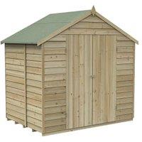 Forest Garden 4Life Apex Overlap Pressure Treated Double Door Windowless Shed with Base & Assembly - 7 x 5ft