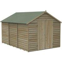 Forest Garden 4Life Apex Overlap Pressure Treated Double Door Windowless Shed with Assembly - 12 x 8ft