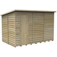Forest Garden 4Life Pent Overlap Pressure Treated Windowless Shed with Base & Assembly - 10 x 6ft
