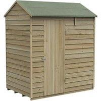 Forest Garden 4Life Reverse Apex Overlap Pressure Treated Windowless Shed with Base - 6 x 4ft