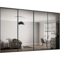 Spacepro Shaker 4 (W)ardrobe Door Kit Graphite Framed - 4 x 1 Panel Mirror -3631mm (W)