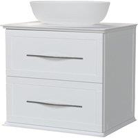 Duarti by Calypso Kentchurch Glacier White Wall Hung Vanity with Bredon Countertop Basin, Worktop & Chrome Handles - 600mm