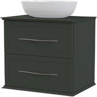 Duarti by Calypso Kentchurch Juniper Green Wall Hung Vanity with Bredon Countertop Basin, Worktop & Chrome Handles - 600mm
