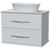 Duarti by Calypso Kentchurch Glacier White Wall Hung Vanity with Hanbury Countertop Basin, Worktop & Chrome Handles - 750mm