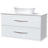 Duarti by Calypso Kentchurch Glacier White Wall Hung Vanity with Hanbury Countertop Basin, Worktop & Chrome Handles - 1000mm