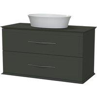 Duarti by Calypso Kentchurch Juniper Green Wall Hung Vanity with Hanbury Countertop Basin, Worktop & Chrome Handles - 1000mm