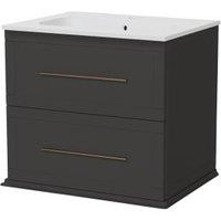 Duarti by Calypso Kentchurch Strata Grey Wall Hung Vanity with Farley Recessed Basin & Brass Handles - 600mm